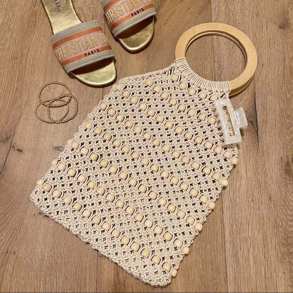 LAST2 • Cabo Ready Beaded Wooden Tote Handbag - Picture 14 of 14
